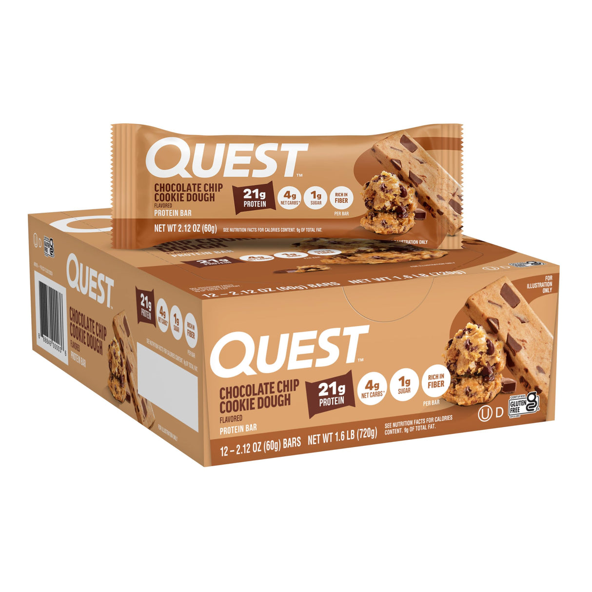 Quest Nutrition Bar 12x60g Chocolate Chip Cookie Dough