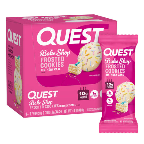 Quest Nutrition Bakeshop Frosted Cookie 8x50g (2 Cookie Packs) Birthday Cake