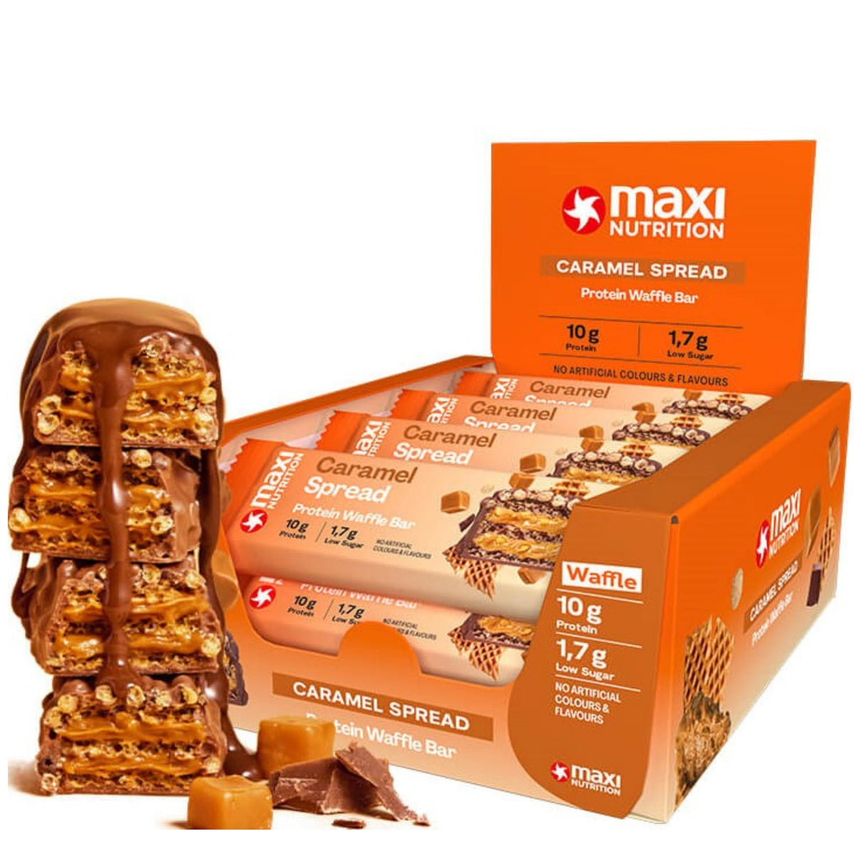 MaxiNutrition Protein Waffle Bar 12x40g Caramel Spread