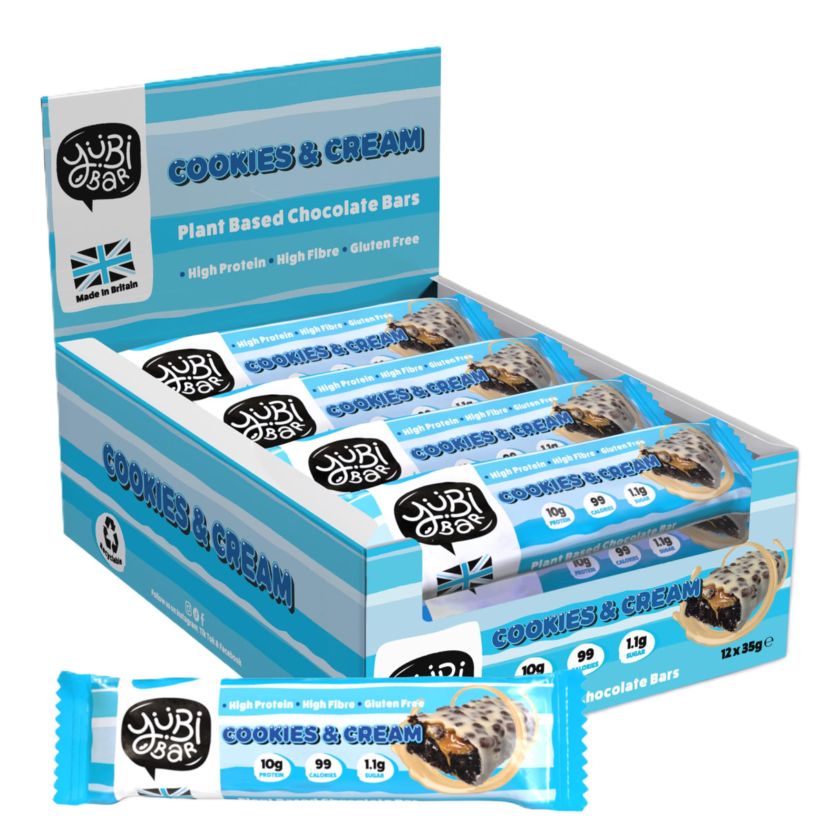 YuBi Bar Protein Bar 12x35g Cookies and Cream