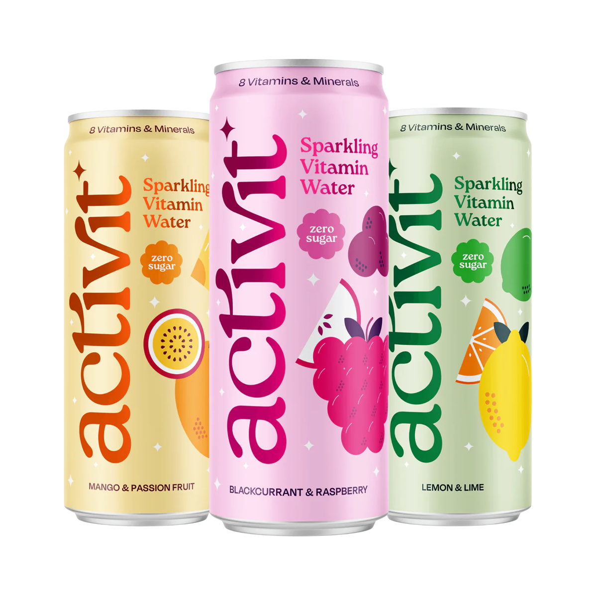 Activit Sparkling Vitamin Water - Blackcurrant & Apple - 12x330ml