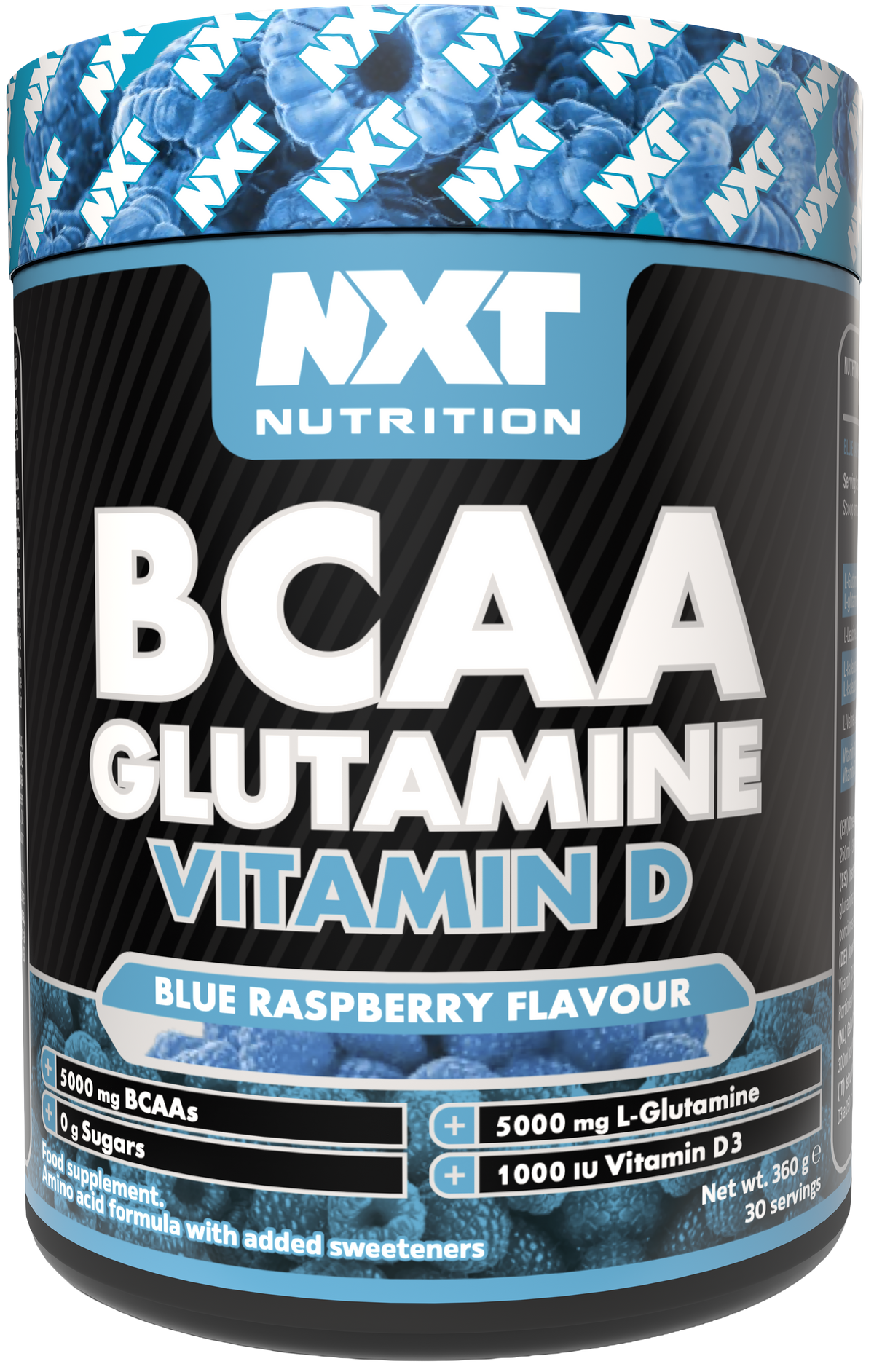 NXT Nutrition BCAA, Glutamine & VIt D 360g - Blue Raspberry - 300g