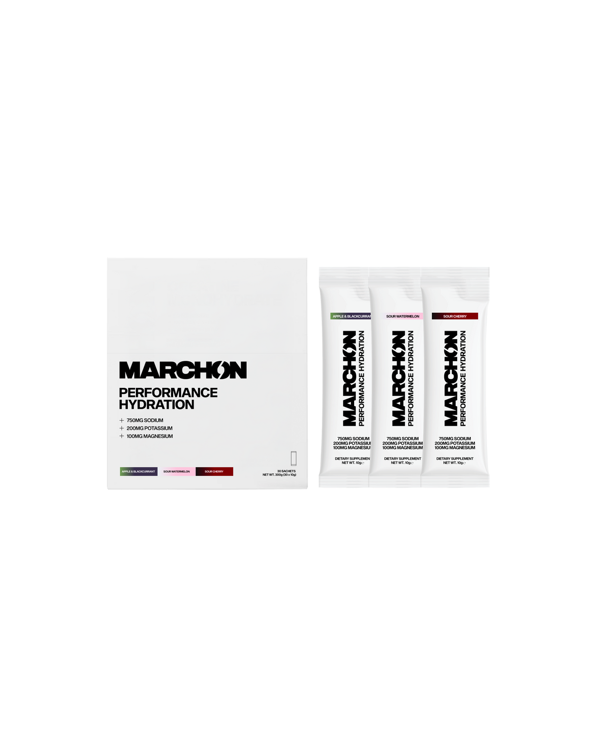 Marchon Supplements Performance Hydration Electrolyte Powder Sachets - Variety Pack - 30x10g