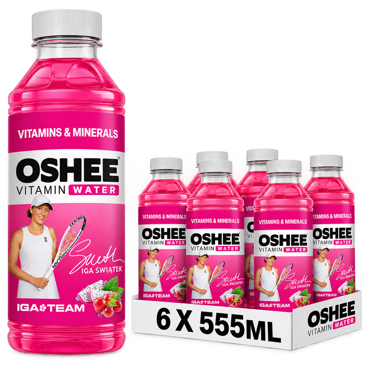 OSHEE Vitamin Water + Mineral - Red Grape & Dragonfruit - 6x555ml