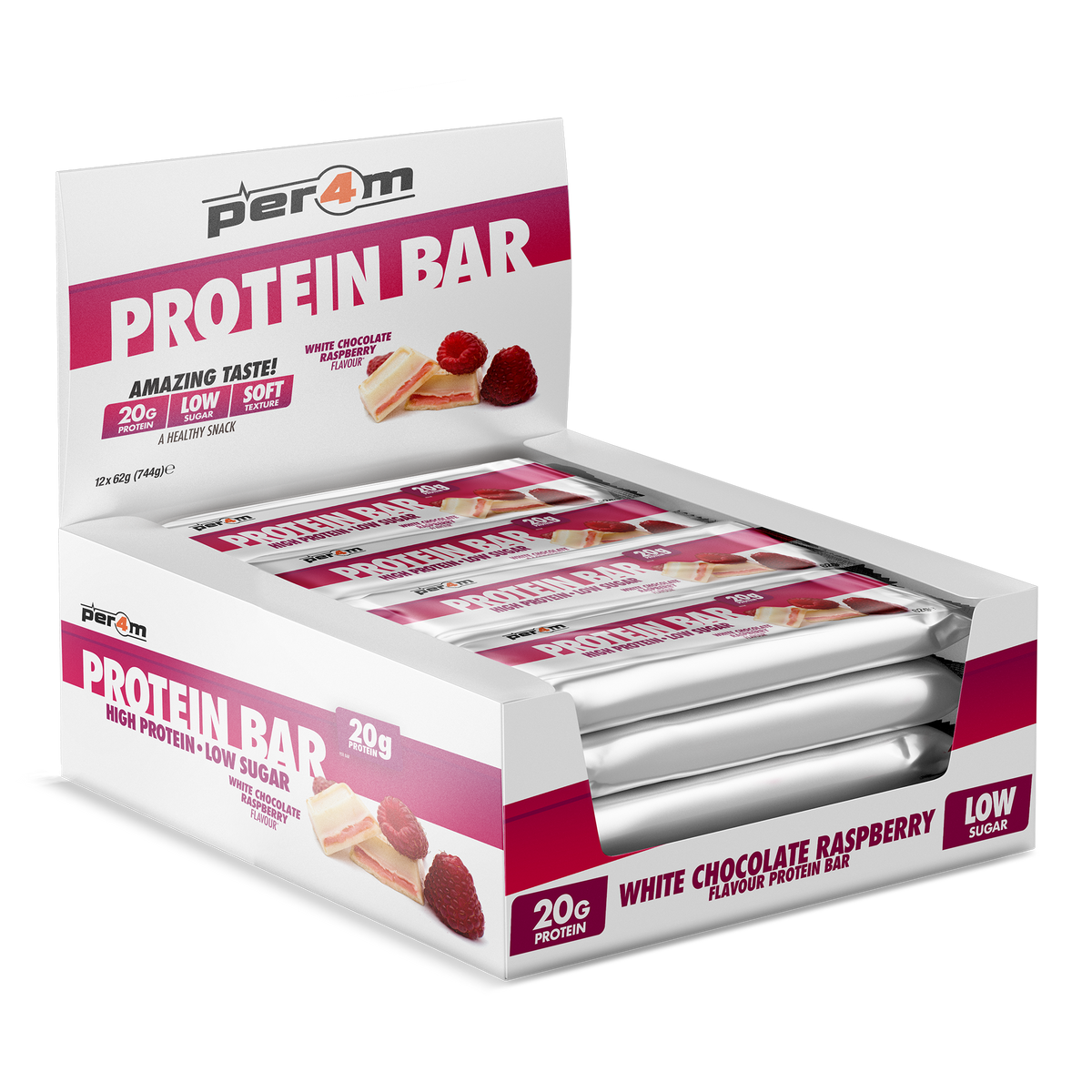Per4m Protein Bar - White Chocolate Raspberry - 12x62g