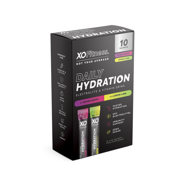 XO Fitness Hydration Mixed Box - Mixed Berry / Lemon & Lime - 10x6g