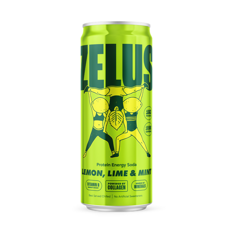 ZELUS Protein Energy Soda - Lemon, Lime & Mint - 12x330ml