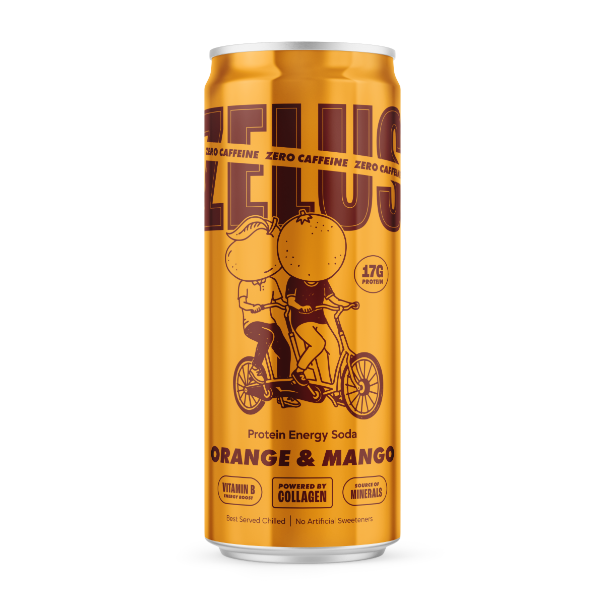 ZELUS Protein Energy Soda ZERO - Orange & Mango - 12x330ml