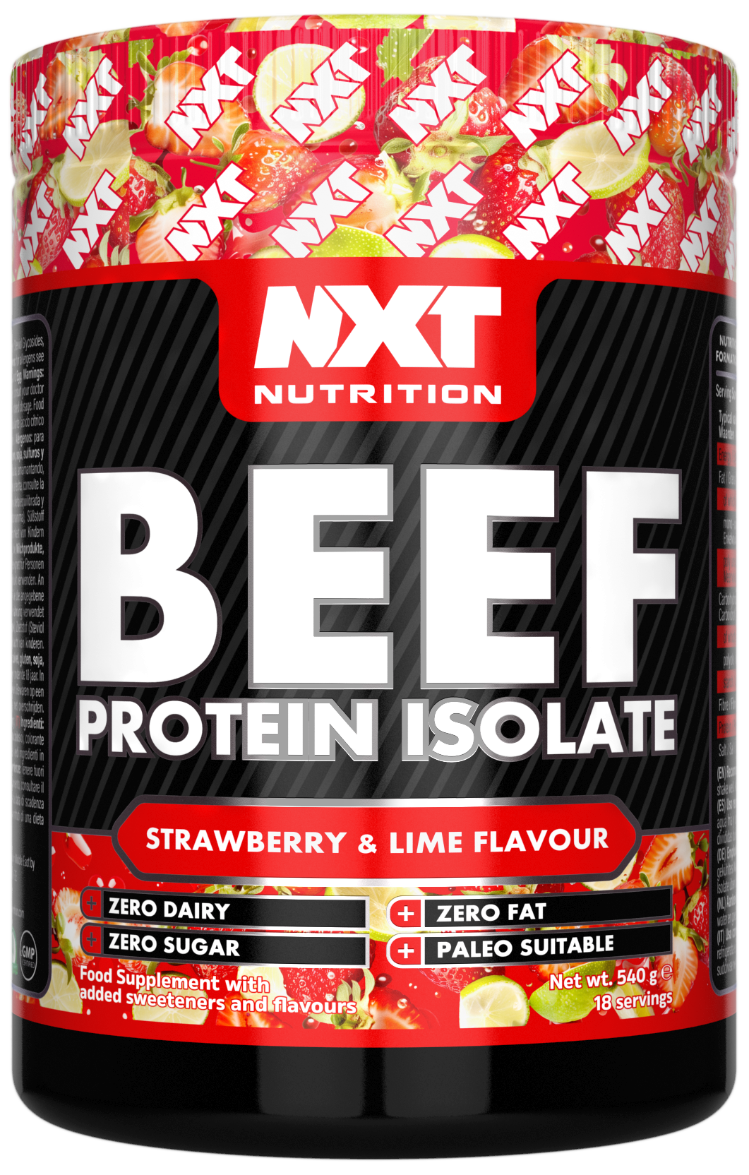 NXT Nutrition Beef Protein Isolate - Strawberry & Lime - 540g