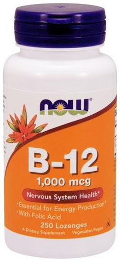 Vitamin B-12 with Folic Acid - 1000mcg - 250 lozenges