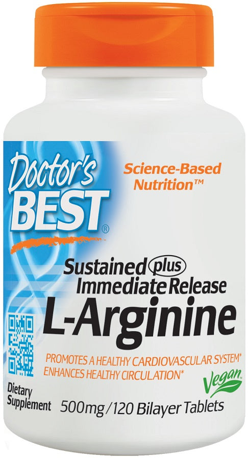 L-Arginine - Sustained + Immediate Release - 500mg - 120 tablets