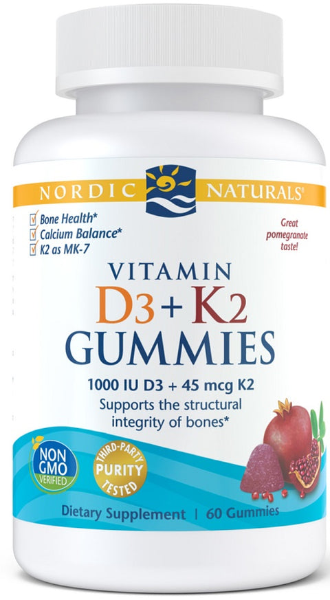 Vitamin D3+K2 Gummies - Pomegranate - 60 gummies