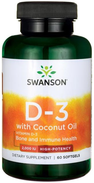 Vitamin D-3 with Coconut Oil - 2000 IU - 60 softgels