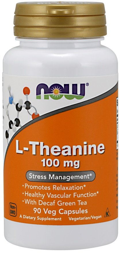 NOW Foods L-Theanine مع الشاي الأخضر منزوع الكافيين