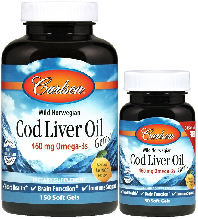 Wild Norwegian Cod Liver Oil Gems - 460mg - 150 + 30 softgels