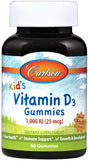 Kids Vitamin D3 Gummies, 1000 IU Natural Fruit - 60 gummies