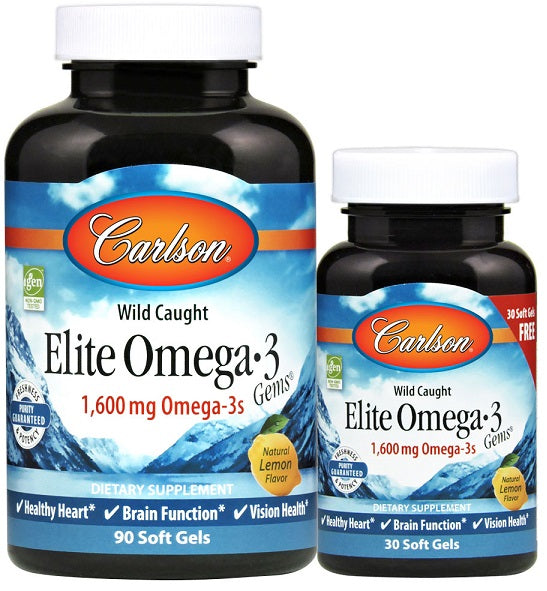 Elite Omega-3 Gems - 1600mg Natural Lemon - 90 + 30 softgels