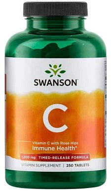 Vitamin C with Rose Hips Extract - Timed-Release - 1000mg - 250 tablets