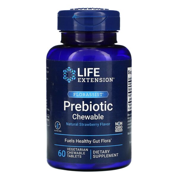 Florassist Prebiotic Chewable - Natural Strawberry - 60 vegetarian chewable tabs