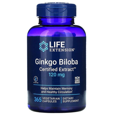 Ginkgo Biloba - Certified Extract - 120mg - 365 vcaps