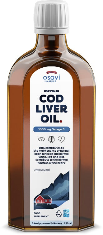 Norwegian Cod Liver Oil - 1000mg Omega 3 (Unflavoured) - 250 ml.