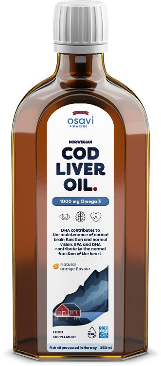 Norwegian Cod Liver Oil - 1000mg Omega 3 (Orange) - 250 ml.