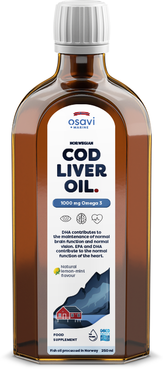 Norwegian Cod Liver Oil - 1000mg Omega 3 (Lemon-Mint) - 250 ml.