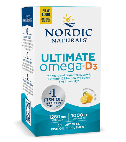 Ultimate Omega-D3 Fish Oil - 1280mg Lemon - 60 softgels