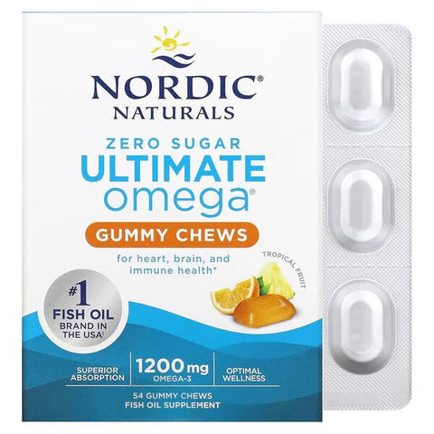 Ultimate Omega Gummy Chews - 1200mg Tropical Fruit - 54 gummies