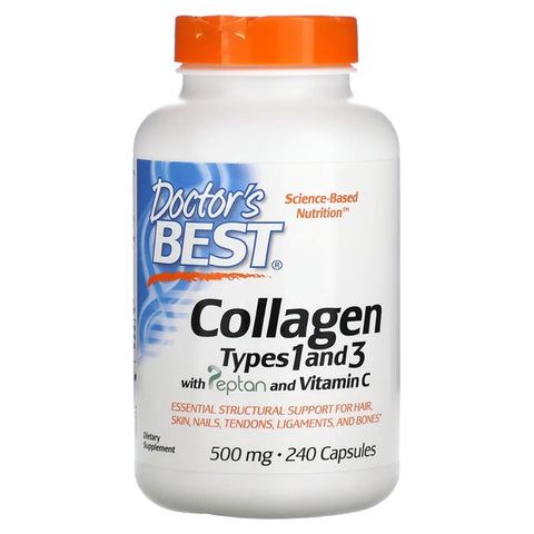 Collagen Types 1 and 3 with Peptan and Vitamin C - 500mg - 240 caps