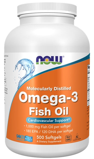 Omega-3 Fish Oil - Molecularly Distilled - 500 softgels