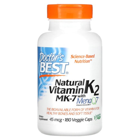 Natural Vitamin K2 MK7 with MenaQ7 - 45mcg - 180 vcaps