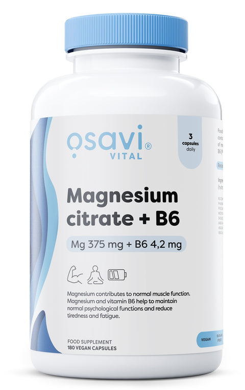 Magnesium Citrate + B6 - 375mg + 4.2mg - 180 vcaps