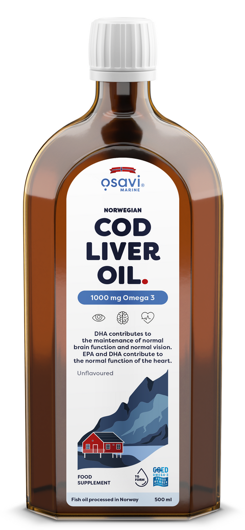 Norwegian Cod Liver Oil - 1000mg Omega 3 (Unflavoured) - 500 ml.