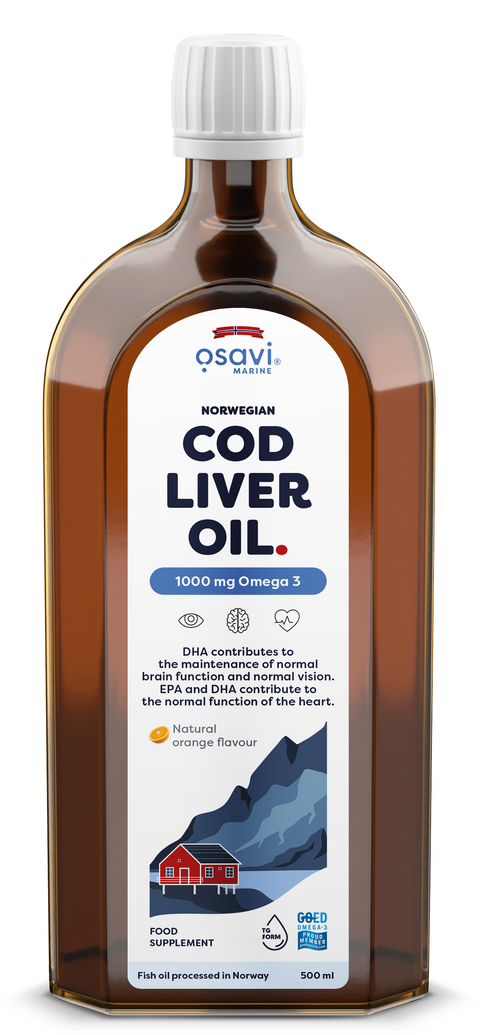 Norwegian Cod Liver Oil - 1000mg Omega 3 (Orange) - 500 ml.