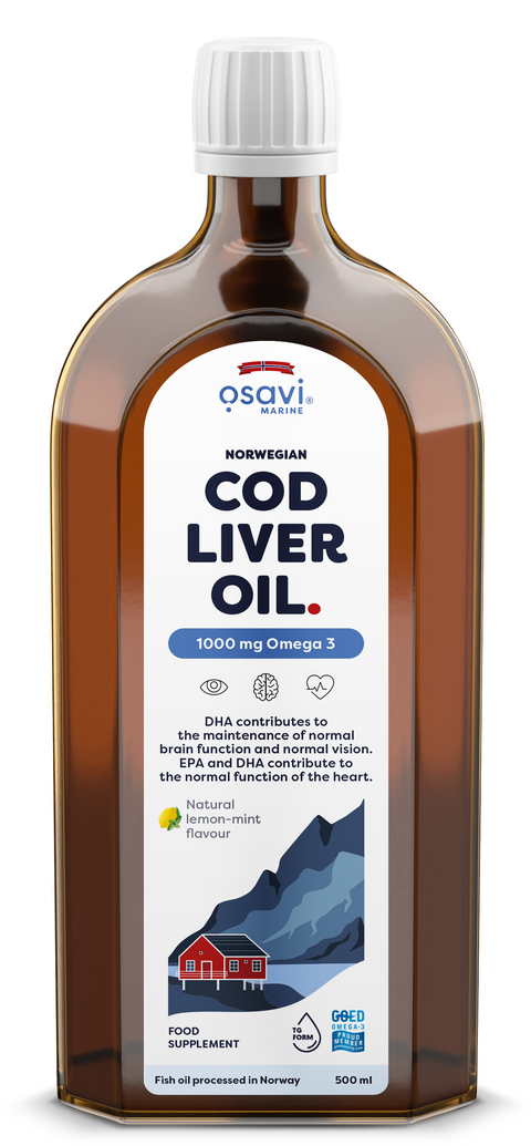 Norwegian Cod Liver Oil - 1000mg Omega 3 (Lemon-Mint) - 500 ml.