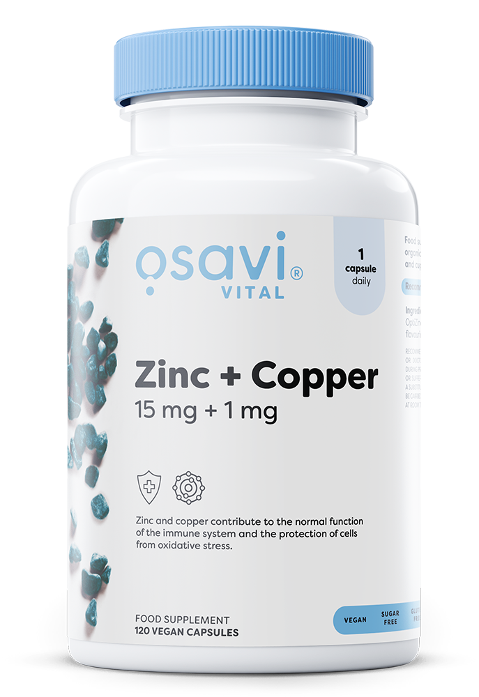 Zinc + Copper, 15mg + 1mg - 120 vegan caps 
