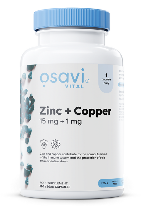 Zinc + Copper - 15mg + 1mg - 120 vegan caps