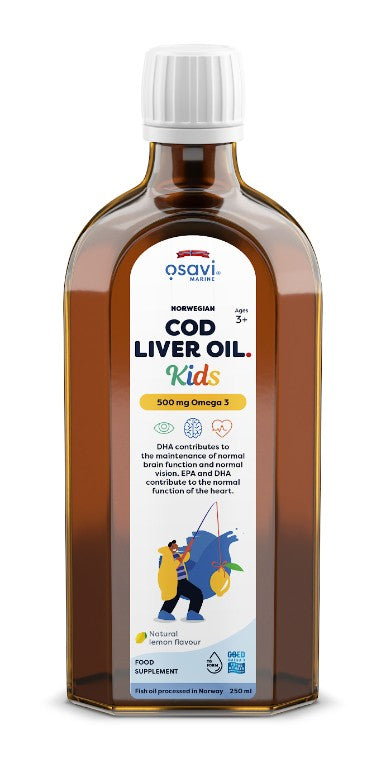 Norwegian Cod Liver Oil Kids - 500mg Omega 3 (Lemon) - 250 ml.
