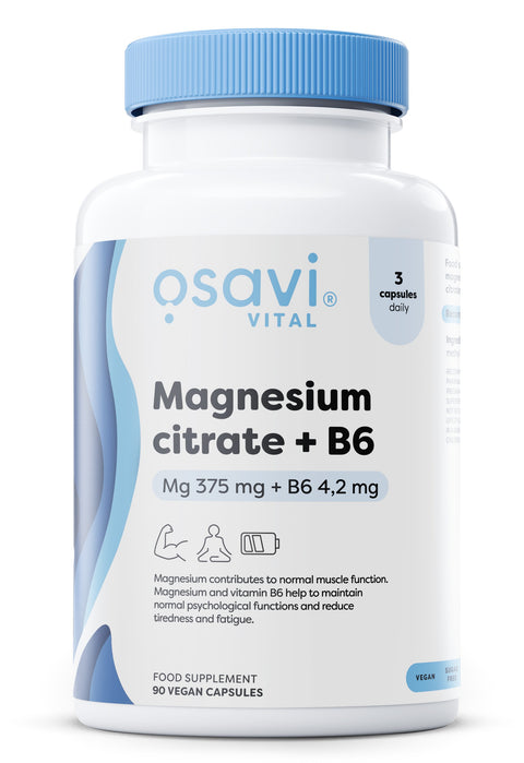 Magnesium Citrate + B6 - 375mg + 4.2mg - 90 vcaps