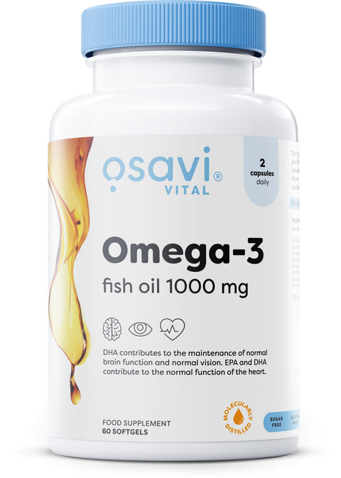 Omega-3 Fish Oil Molecularly Distilled - 1000mg - 60 softgels