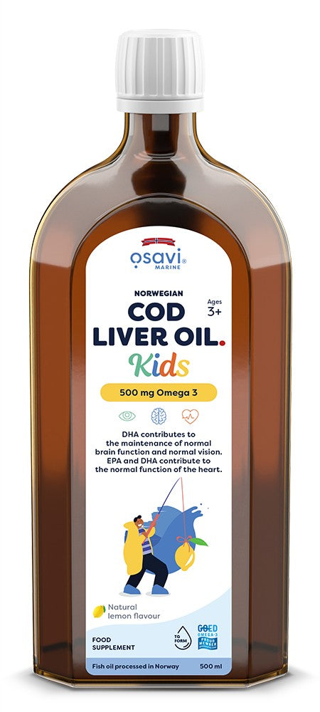 Norwegian Cod Liver Oil Kids - 500mg Omega 3 (Lemon) - 500 ml.