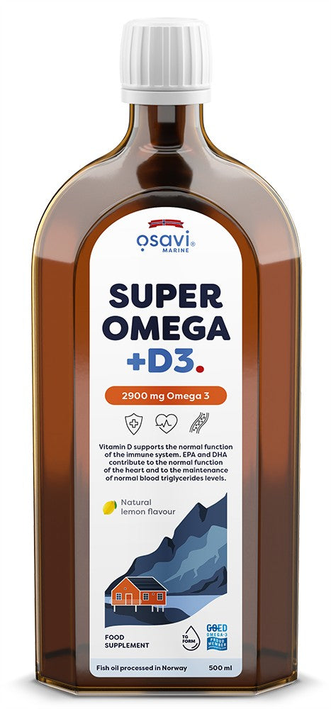 Super Omega + D3 - 2900mg Omega 3 (Lemon) - 500 ml.