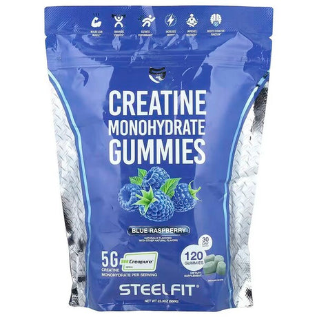 Creatine Monohydrate Gummies, Blue Raspberry - 120 gummies 