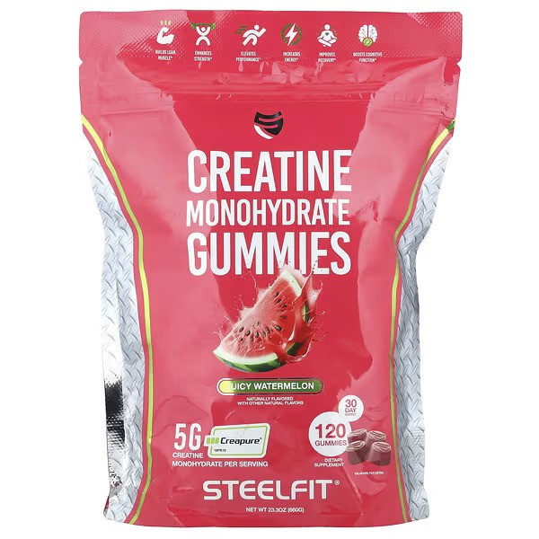 Creatine Monohydrate Gummies, Juicy Watermelon - 120 gummies 