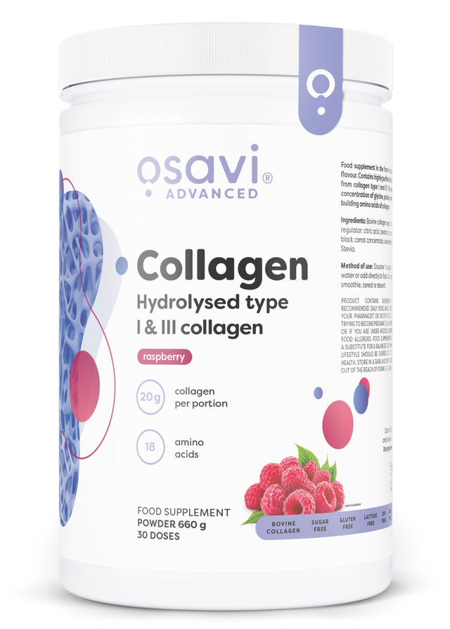 Collagen Hydrolysed Type I & III - Raspberry - 660g
