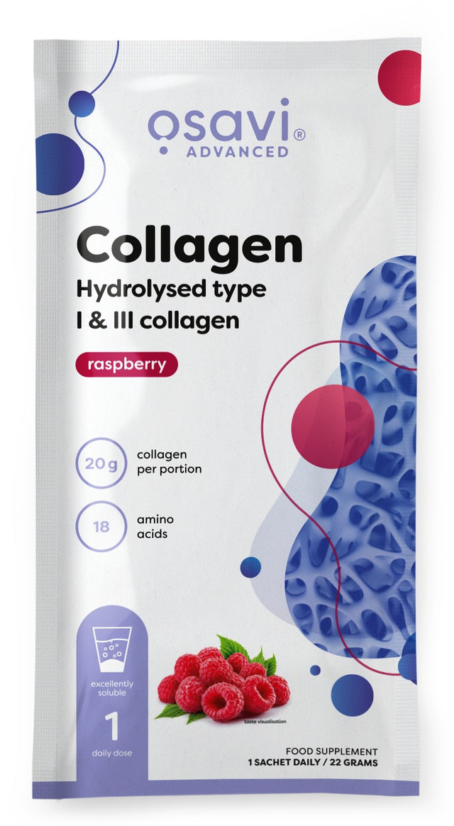 Collagen Hydrolysed Type I & III - Raspberry - 22g (1 serving)