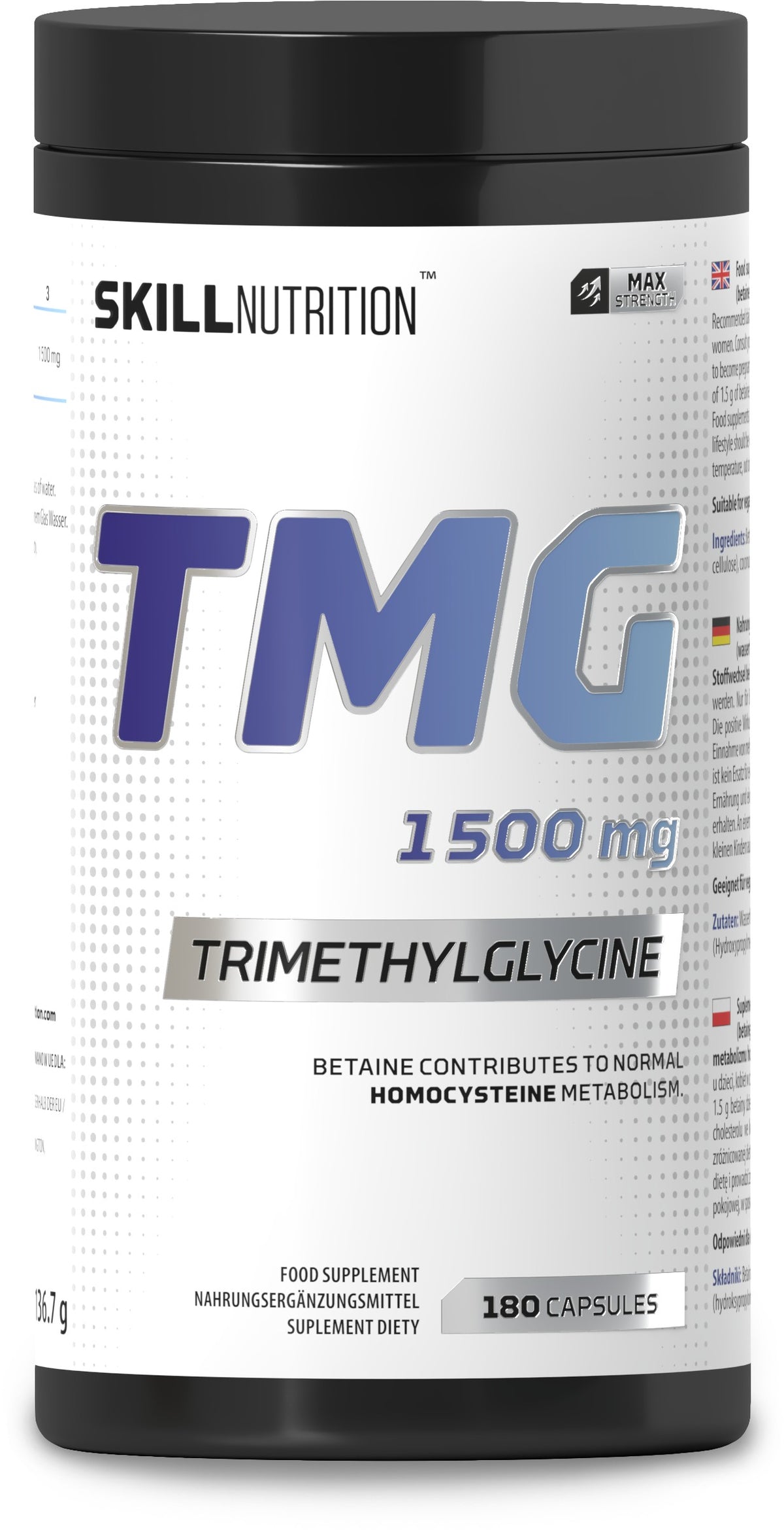 TMG Trimethylglycine - 1500mg - 180 vegan caps