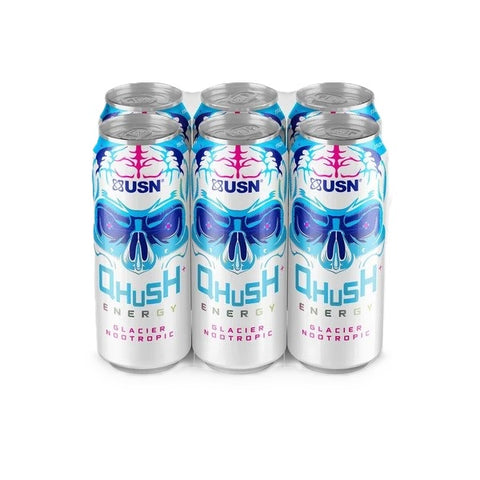 Qhush Energy Drink - Glacier Nootropic - 6 x 500 ml.
