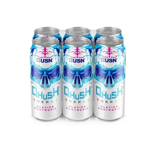 Qhush Energy Drink - Glacier Nootropic - 6 x 500 ml.